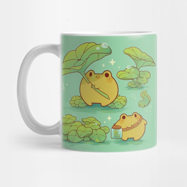 Round frogs and plants by Rihnlin